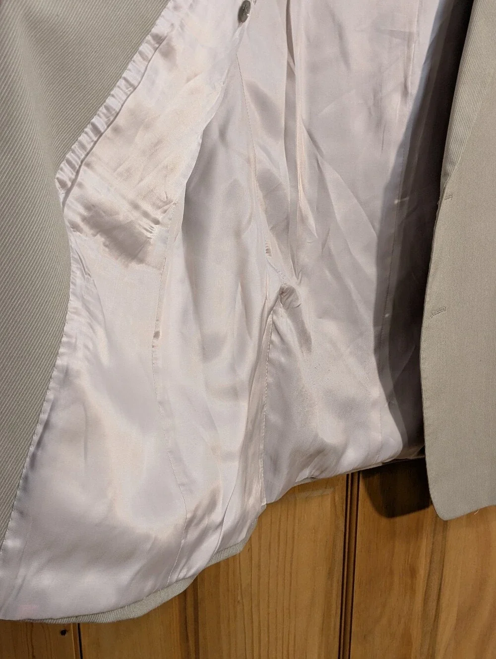 Calvin Klein Blazer Men's 42L Jacket Tan Cream Stripe Polyester Spandex Summer